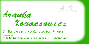 aranka kovacsovics business card